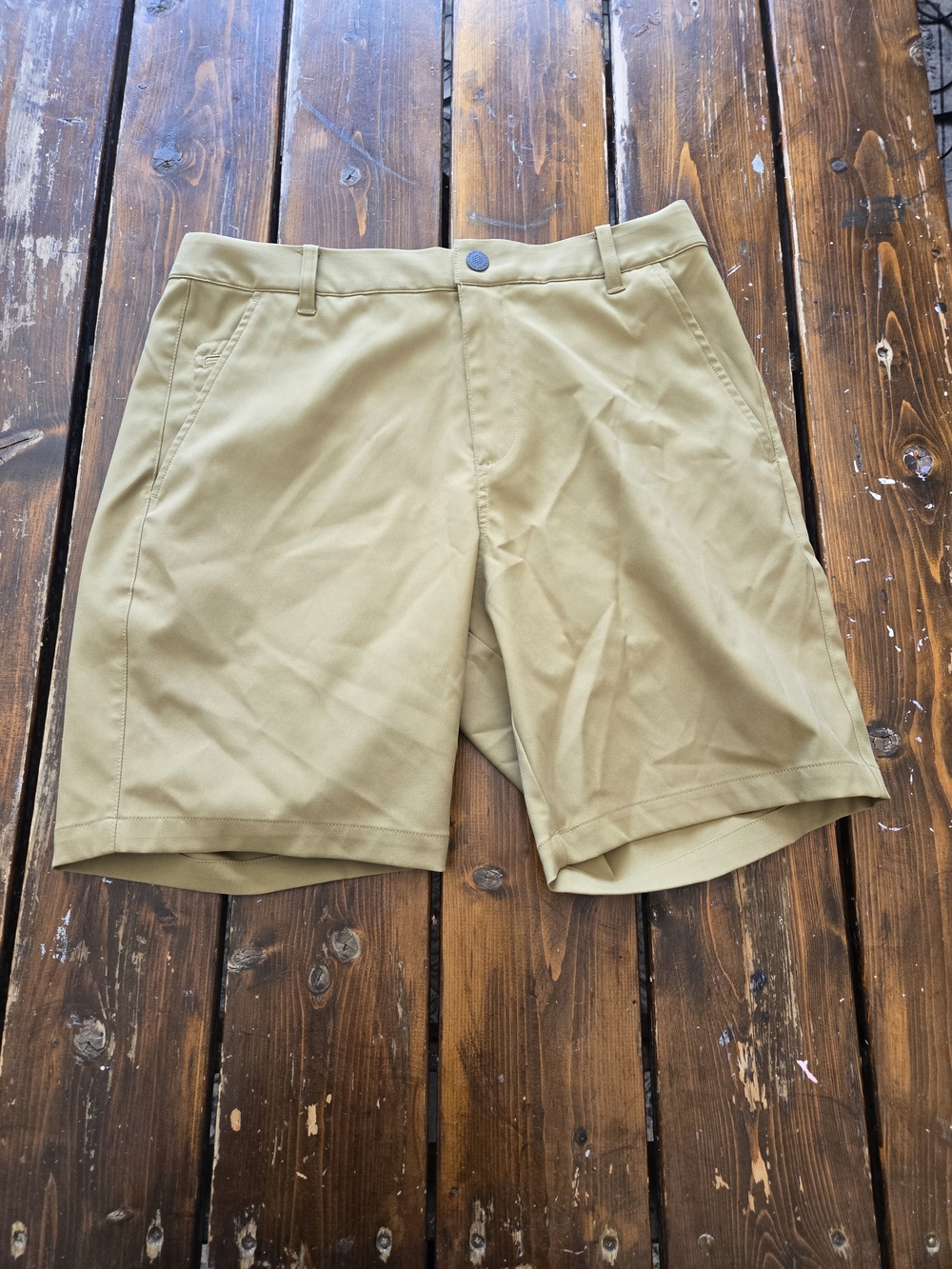 Puma Men's Khaki Flat-Front Performance Shorts